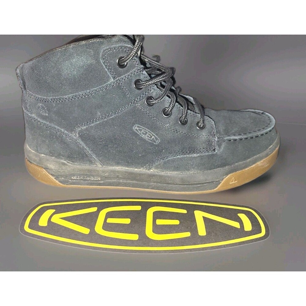 KEEN Utility Gibson Mid Black Suede Work Boots Mens 9.5 D Soft Toe Moc Box ASTM